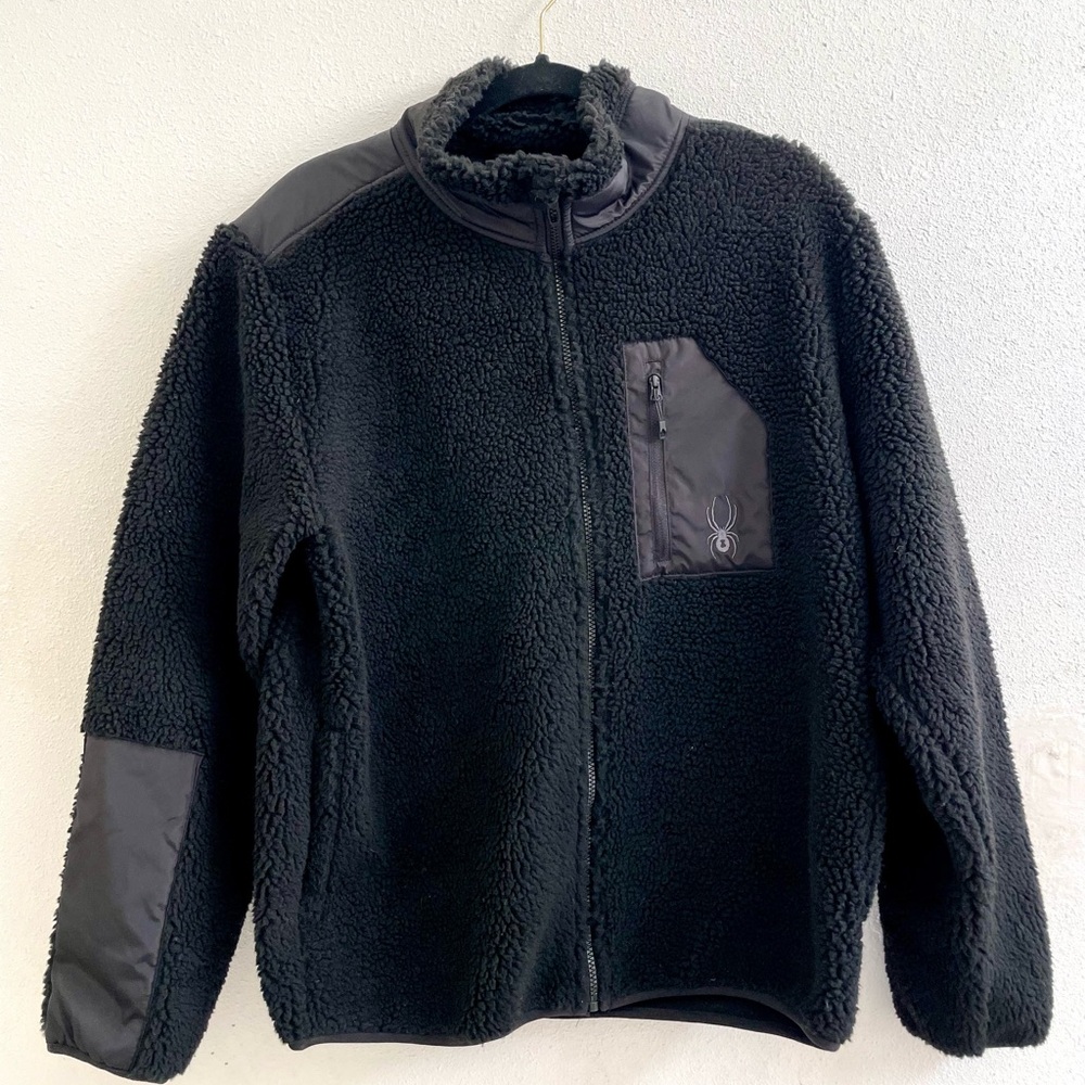 Spyder Mens Sherpa faux fur full zip jacket size medium
